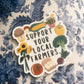 support your local farmers sticker on paisley fabric